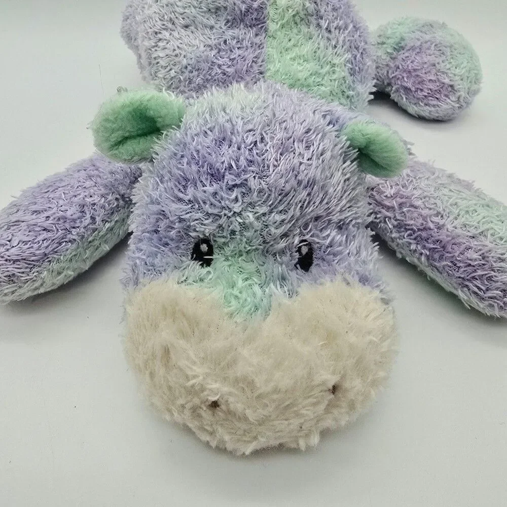 Vintage Baby Gund Speckles Hippo Plush Lavender Purple Mint Green 9
